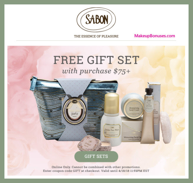 Receive a free 4-pc gift with $75 Sabon NYC purchase