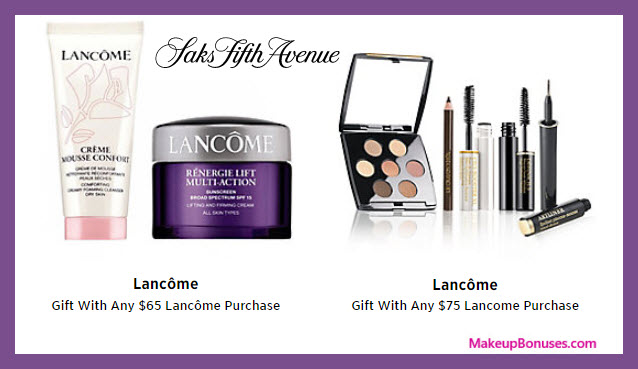Receive a free 5-pc gift with $75 Lancôme purchase