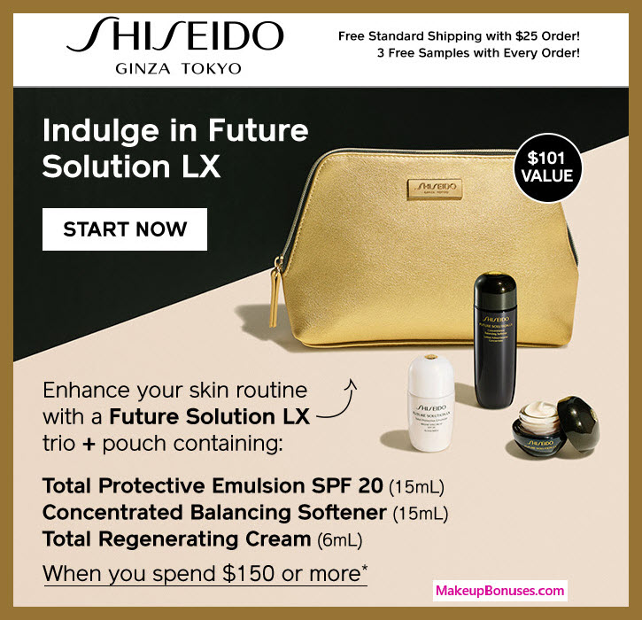 Receive a free 4-pc gift with $150 Shiseido purchase