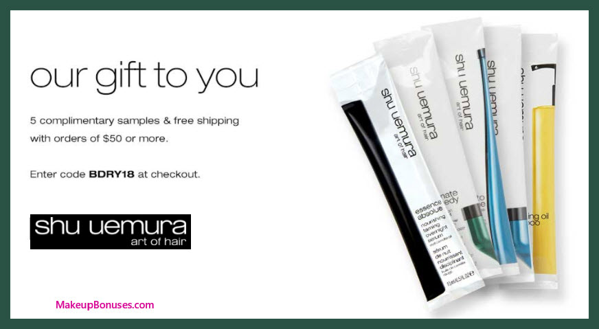 Receive a free 5-pc gift with $50 Shu Uemura Art of Hair purchase