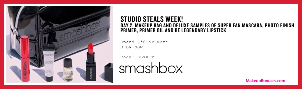 Receive a free 5-pc gift with $50 Smashbox purchase