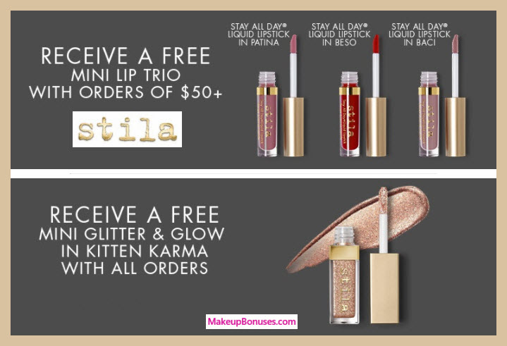 Receive a free 4-pc gift with $50 Stila purchase