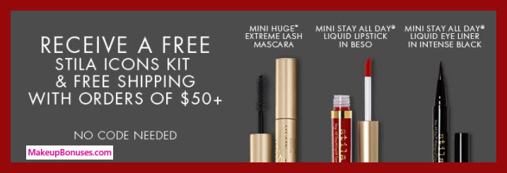 Receive a free 3-pc gift with $50 Stila purchase