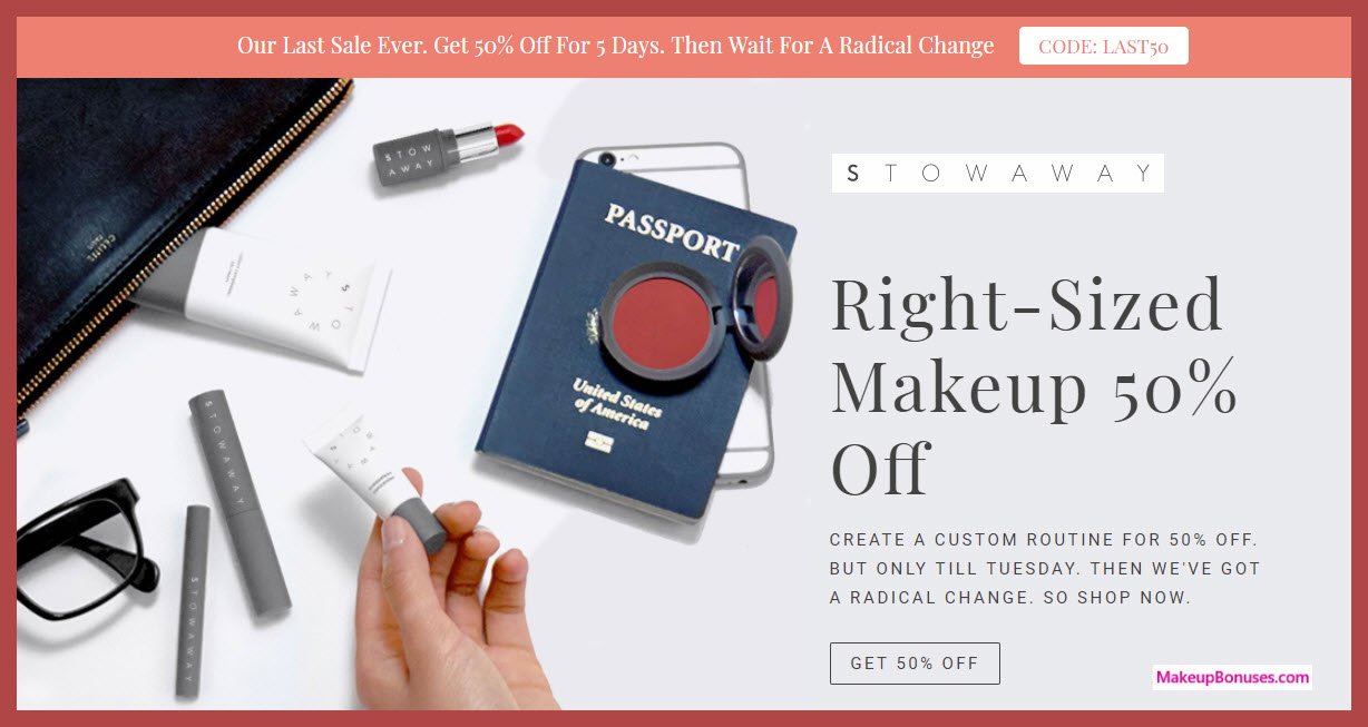 Stowaway 50% Off Sitewide - MakeupBonuses.com