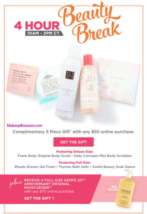 Receive a free 5-pc gift with $50 Multi-Brand purchase