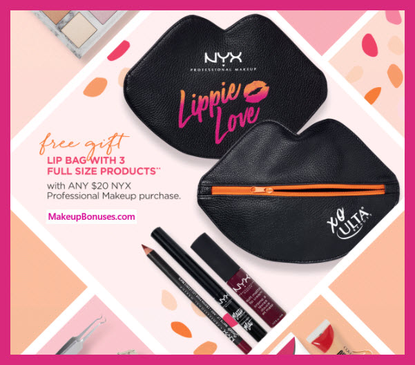 Receive a free 4-pc gift with $20 NYX Cosmetics purchase