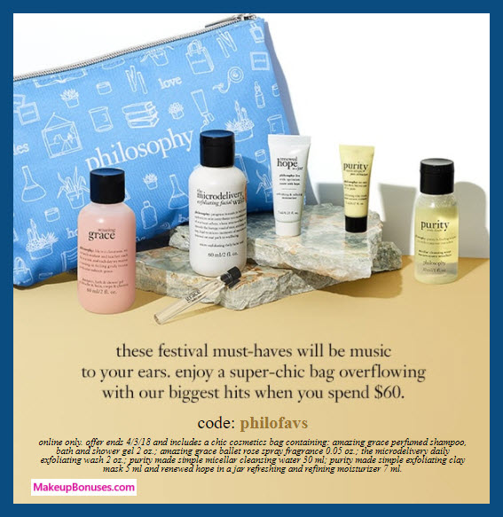 Receive a free 6-pc gift with $60 philosophy purchase