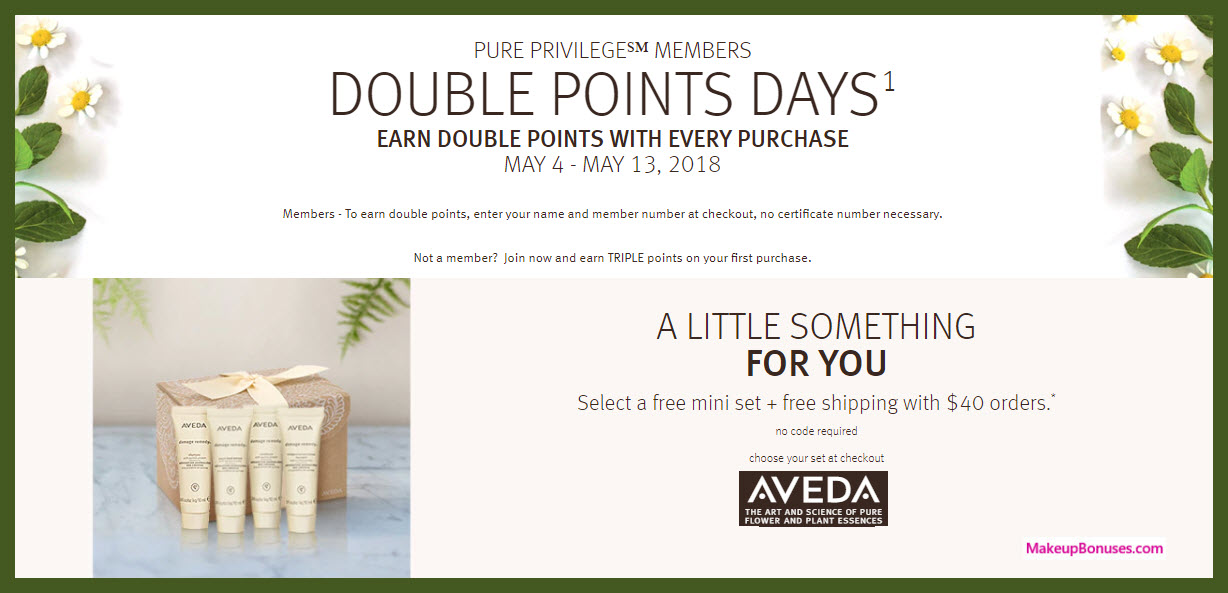 Receive your choice of 4-pc gift with $40 Aveda purchase