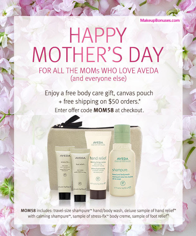Receive a free 5-pc gift with $50 Aveda purchase
