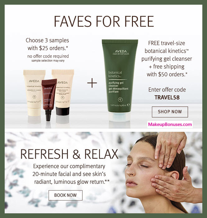 Receive a free 4-pc gift with $50 Aveda purchase