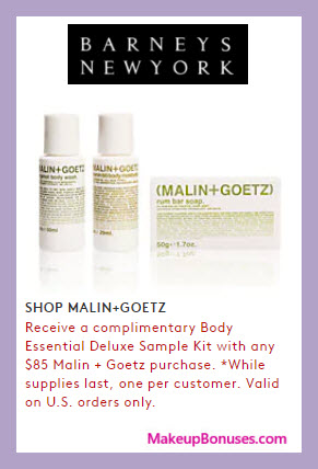 Receive a free 3-pc gift with $85 Malin + Goetz purchase