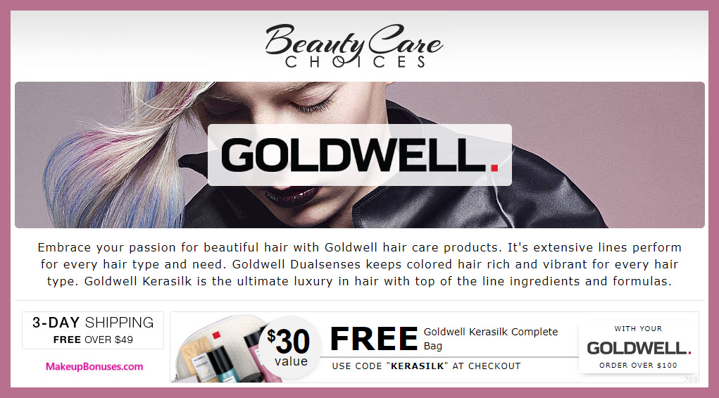 Receive a free 5-pc gift with $100 Goldwell purchase