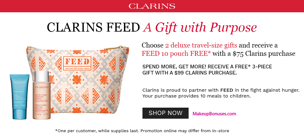 Receive a free 6-pc gift with $99 Clarins purchase