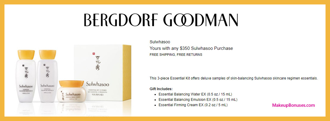 Receive a free 3-pc gift with $350 Sulwhasoo purchase