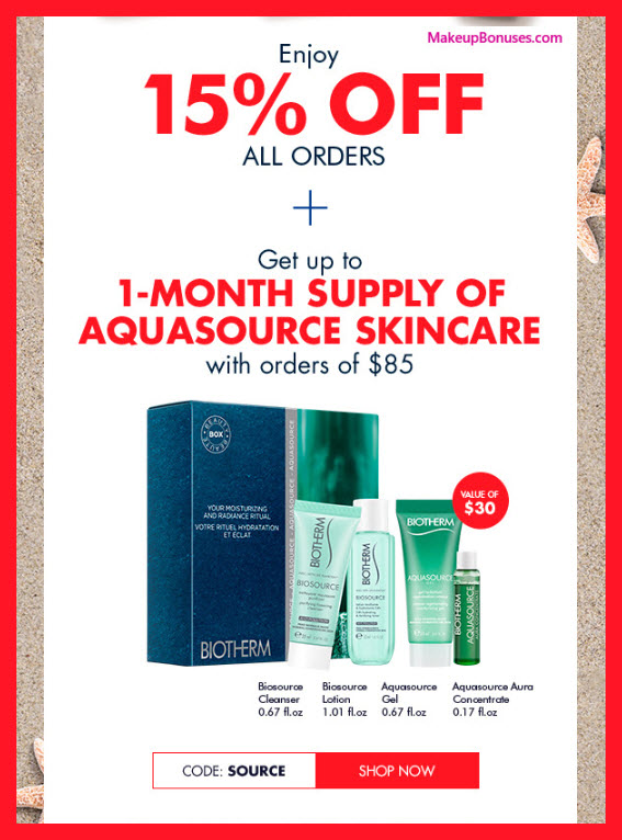 Receive a free 4-pc gift with $85 Biotherm purchase