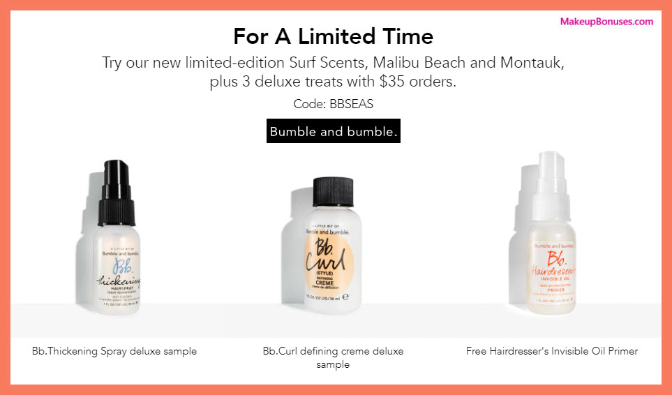 Receive a free 3-pc gift with $35 Bumble and bumble purchase