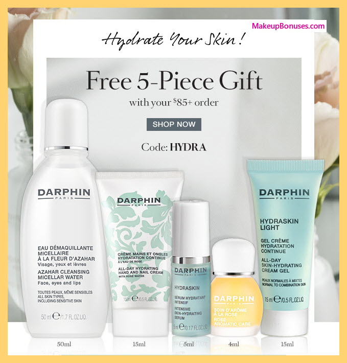 Receive a free 5-pc gift with $85 Darphin purchase