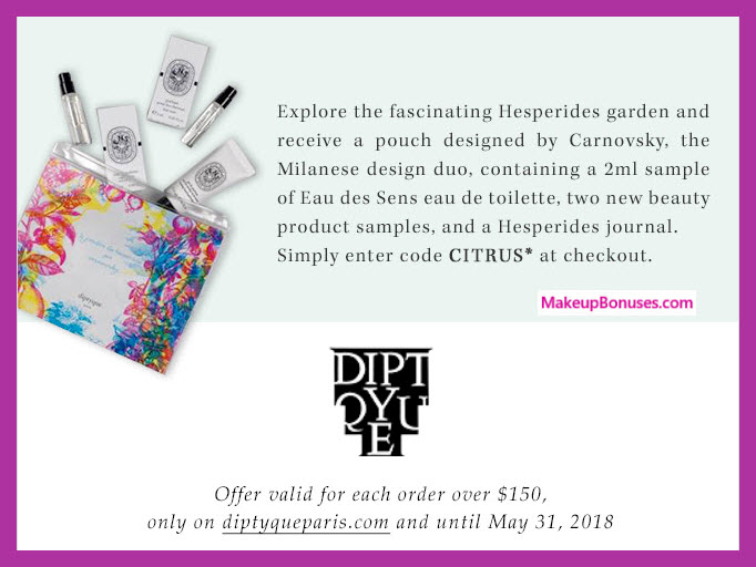 Receive a free 5-pc gift with $150 Diptyque purchase