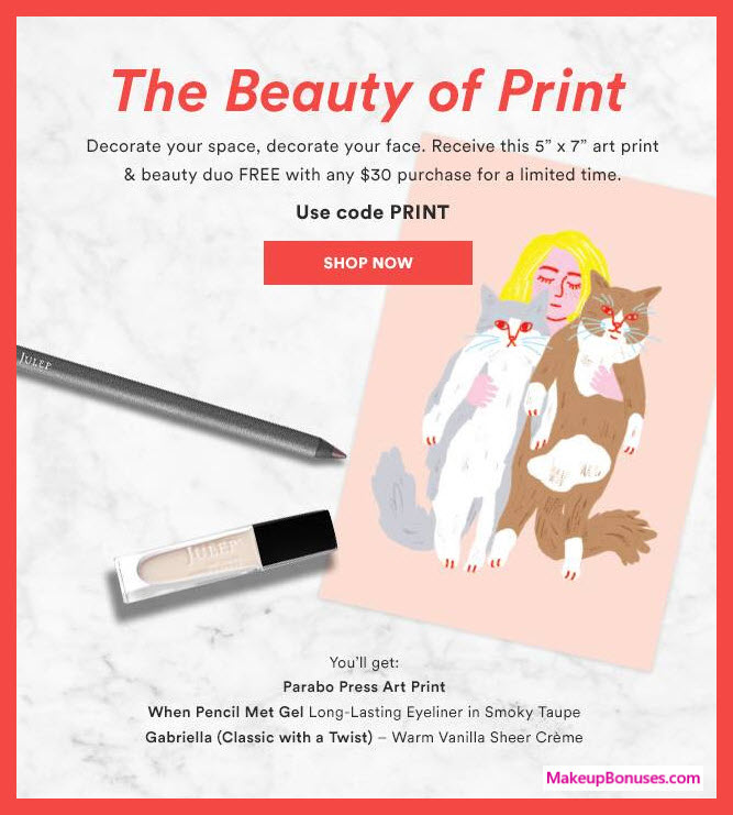 Receive a free 3-pc gift with $30 Julep purchase