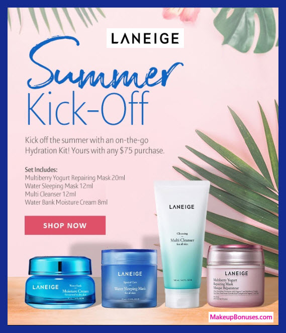 Receive a free 4-pc gift with $75 LANEIGE purchase