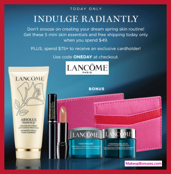 Receive a free 5-pc gift with $49 Lancôme purchase