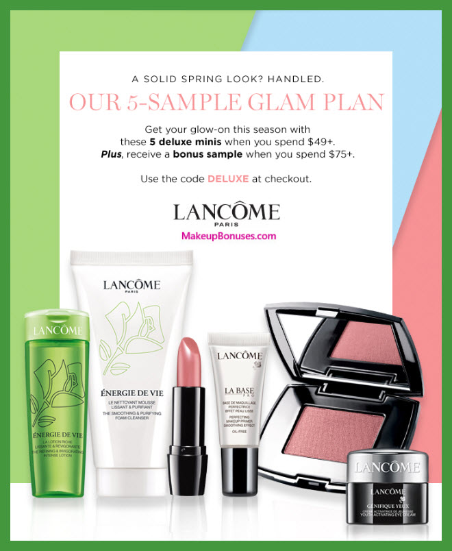 Receive a free 5-pc gift with $49 Lancôme purchase