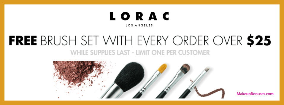 Receive a free 4-pc gift with $25 Lorac purchase