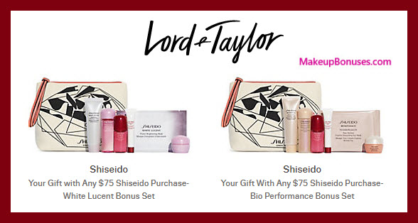 Receive a free 7-pc gift with $75 Shiseido purchase