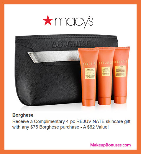 Receive a free 4-pc gift with $75 Borghese purchase