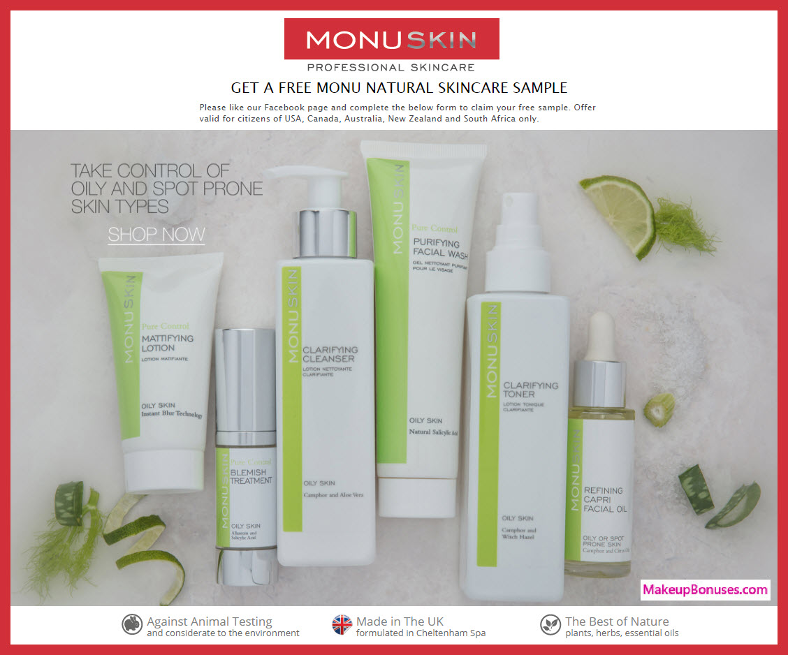 Monu Natural Skincare Free Sample - MakeupBonuses.com
