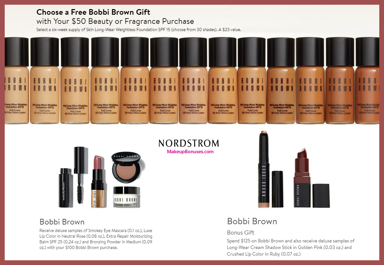 Receive a free 6-pc gift with $125 Bobbi Brown purchase