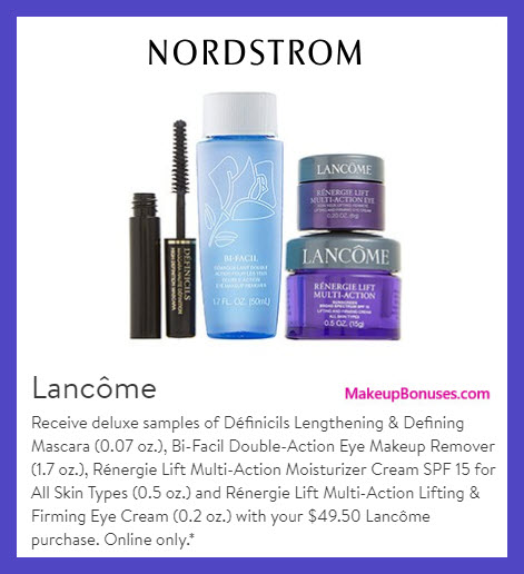 Receive a free 4-pc gift with $49.5 Lancôme purchase