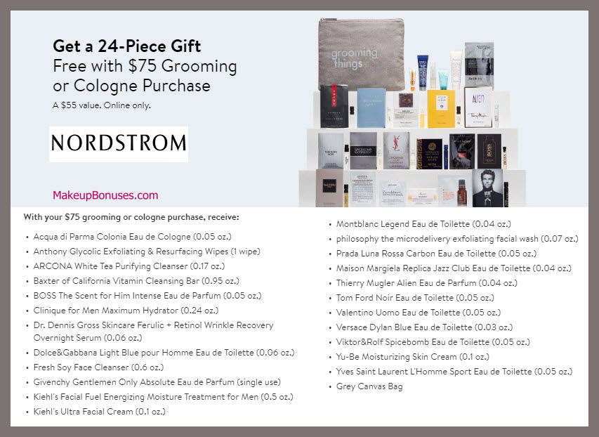Receive a free 24-pc gift with Grooming or Cologne purchase