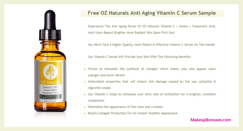 OZ Naturals Vitamin C Serum Free Sample - MakeupBonuses.com
