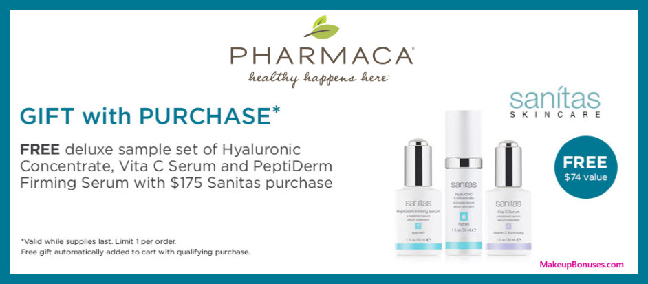 Receive a free 3-pc gift with $175 Sanitas Skincare purchase