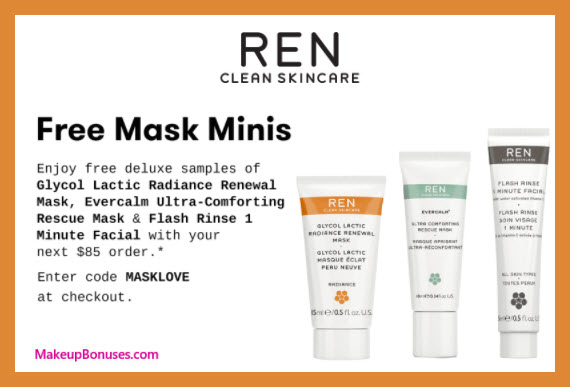 Receive a free 3-pc gift with $85 REN Skincare purchase