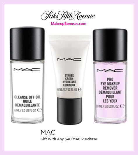 Receive a free 3-pc gift with $40 MAC Cosmetics purchase