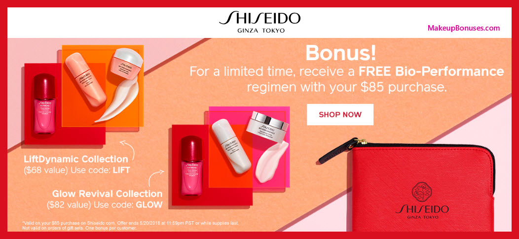 Receive your choice of 4-pc gift with $85 Shiseido purchase