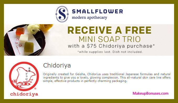 Receive a free 3-pc gift with $75 Chidoriya purchase