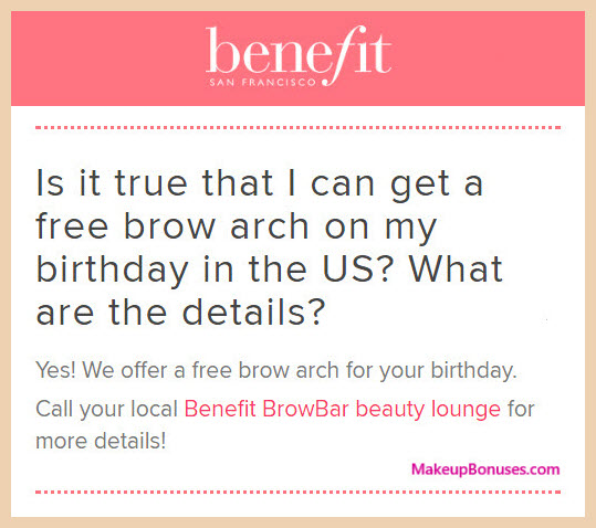Benefit Cosmetics Birthday Gift - MakeupBonuses.com #benefitbeauty