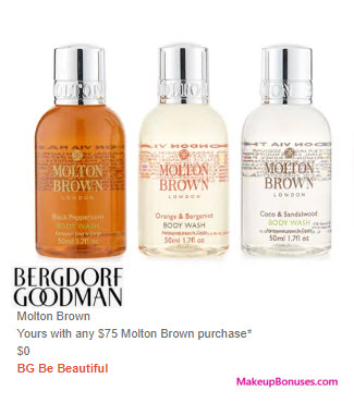 Receive a free 3-pc gift with $75 Molton Brown purchase