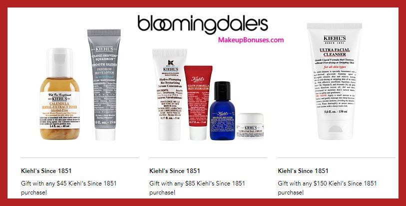 Receive a free 6-pc gift with $85 Kiehl's purchase