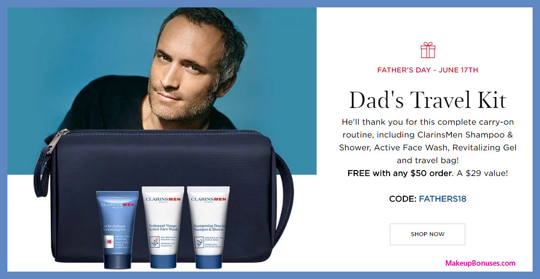 Receive a free 4-pc gift with $50 Clarins purchase