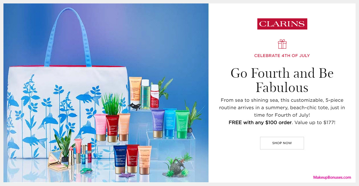 Receive your choice of 6-pc gift with $100 Clarins purchase
