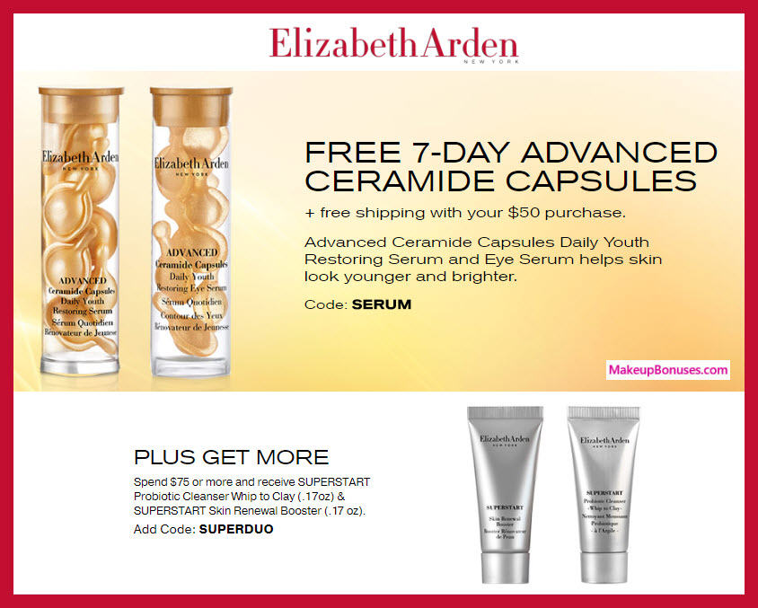 Receive a free 14-pc gift with $50 Elizabeth Arden purchase