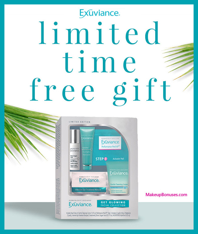 Receive a free 5-pc gift with $100 Exuviance purchase