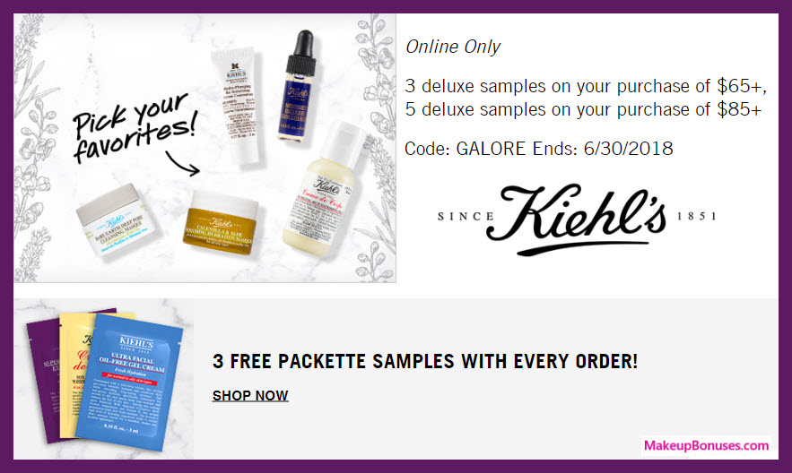 Receive your choice of 5-pc gift with $85 Kiehl's purchase