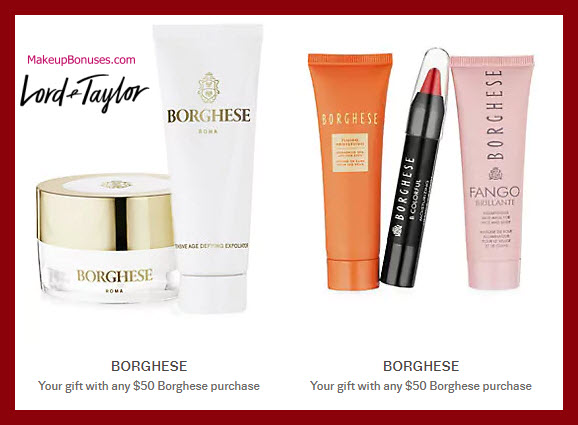 Receive a free 5-pc gift with $50 Borghese purchase