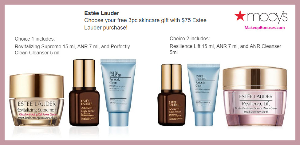 Receive your choice of 3-pc gift with $75 Estée Lauder purchase