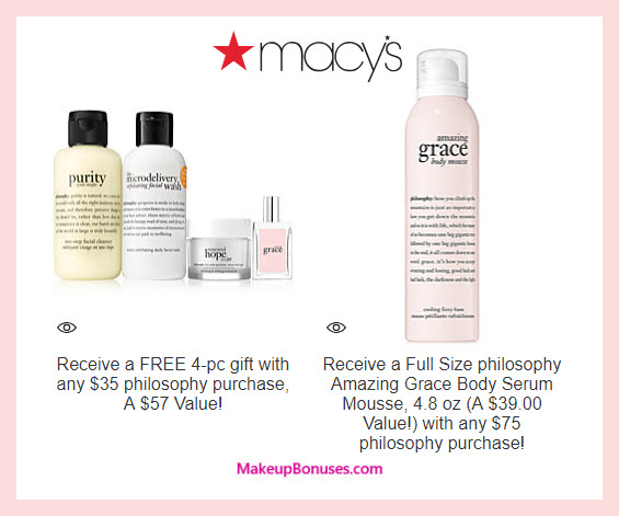 Receive a free 4-pc gift with $35 philosophy purchase